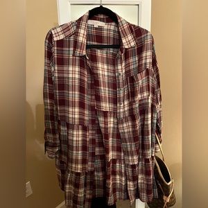 Loft button down plaid shirt dress